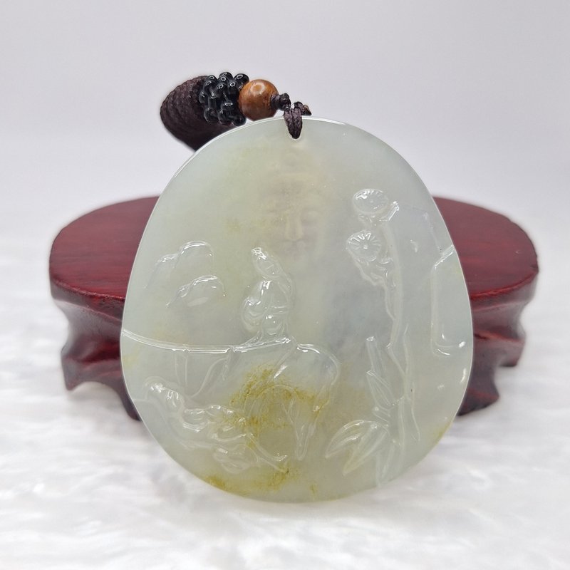 老种冰料手工雕刻悟道佛一念之间吊坠 |天然缅甸玉A货翡翠 - 项链 - 玉石 
