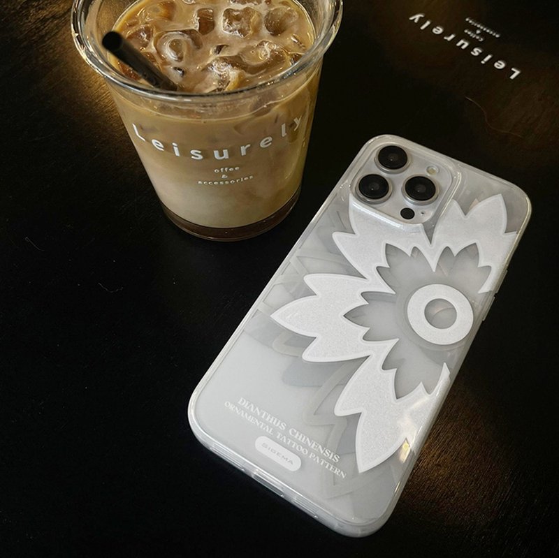 【白雪亮粉】石竹花防刮痕鏡面iPhone 15 Pro/15 ProMax手機殼 - 手机壳/手机套 - 塑料 白色
