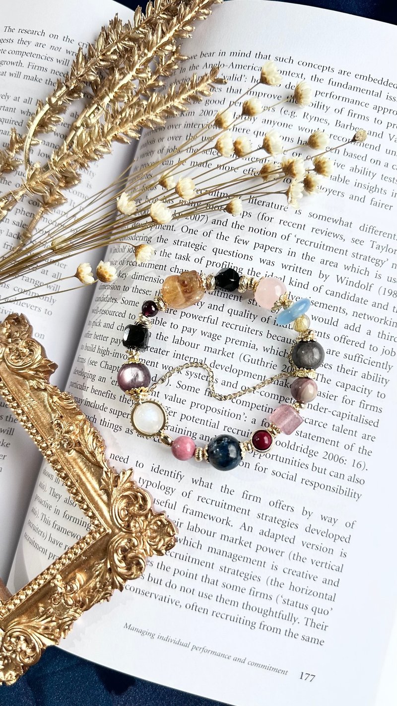 东方美人水晶设计手链 - 黄水晶招财貔貅、粉晶、海蓝宝 - 手链/手环 - 水晶 多色