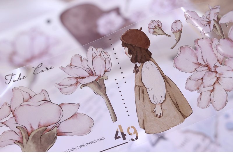 紫罗兰 轻复古花卉人物 PET 和纸胶带 手帐拼贴 - 纸胶带 - 其他材质 多色