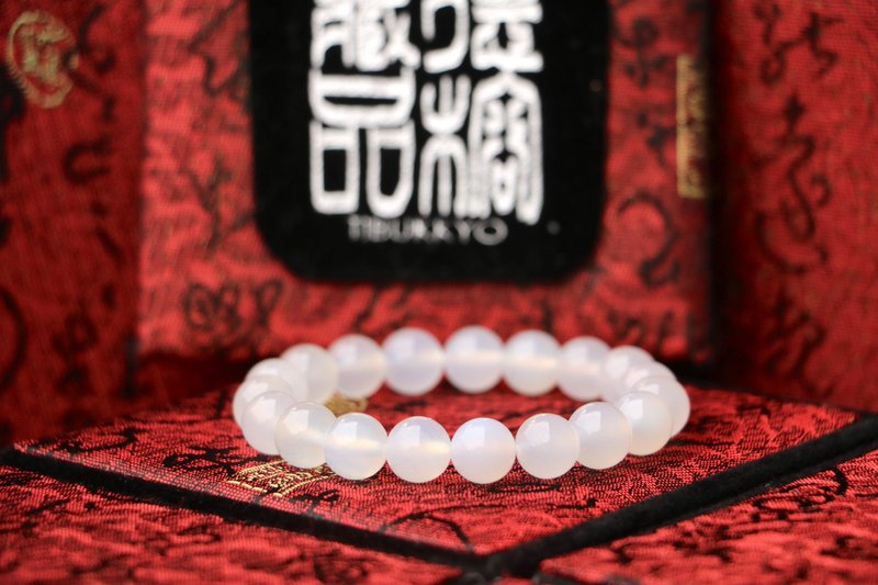 原矿天然白玛瑙手珠 10mm 白玉髓 佛珠念珠 手串 饰品 冻玉感 - 手链/手环 - 玉石 