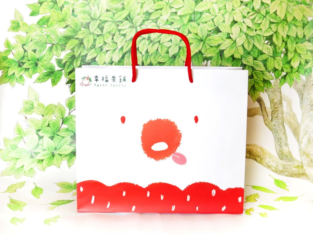 幸福果铺-送礼专用提袋-草莓熊款-大3K白色 - 其他 - 纸 白色