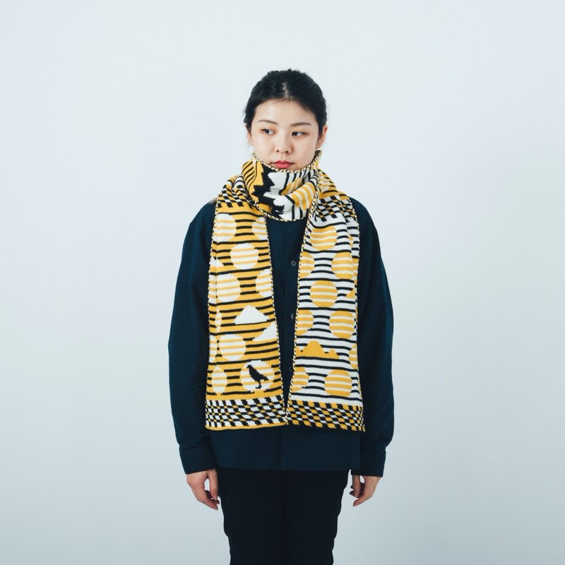 缇花围巾/艺术家联名/印花乐 x Yu Square/圆点黄黑 - 手套 - 棉．麻 多色