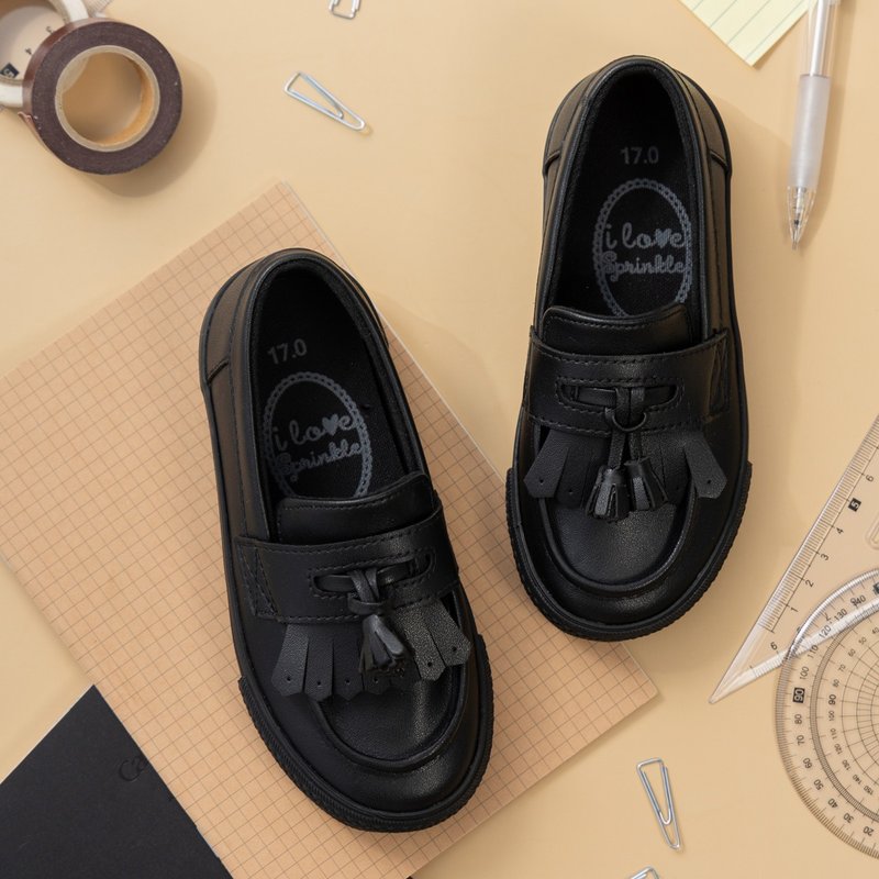 June 黑色流苏乐福鞋 - 童装鞋 - 其他材质 