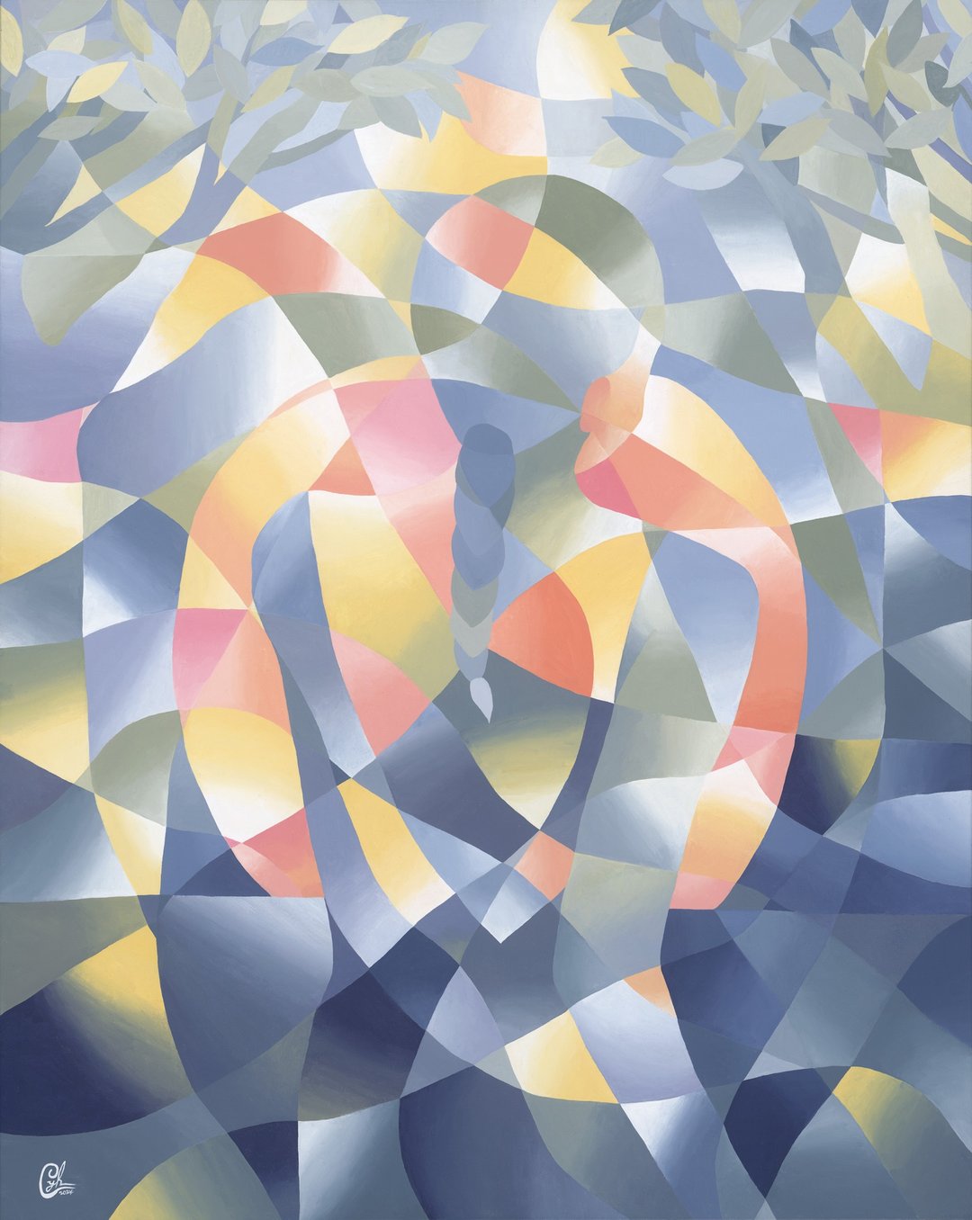 女性抽象绘画 日出天光  Abstract-  Ethereal Sunrise - 订制画像 - 棉 多色