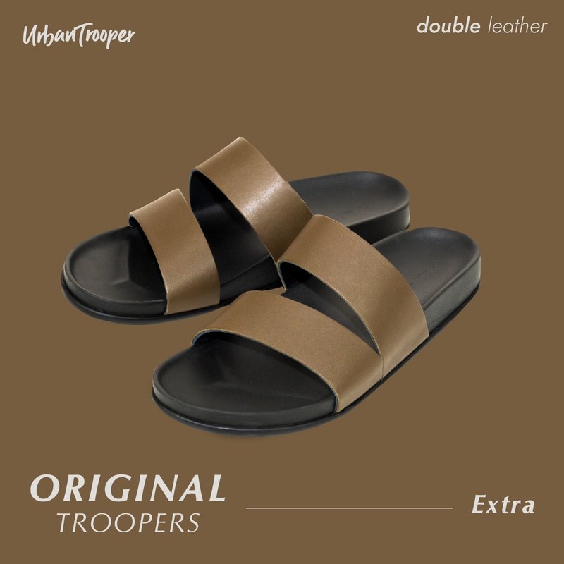 Urban Trooper, Original Troopers Leather, Moderate Green - 拖鞋 - 防水材质 卡其色