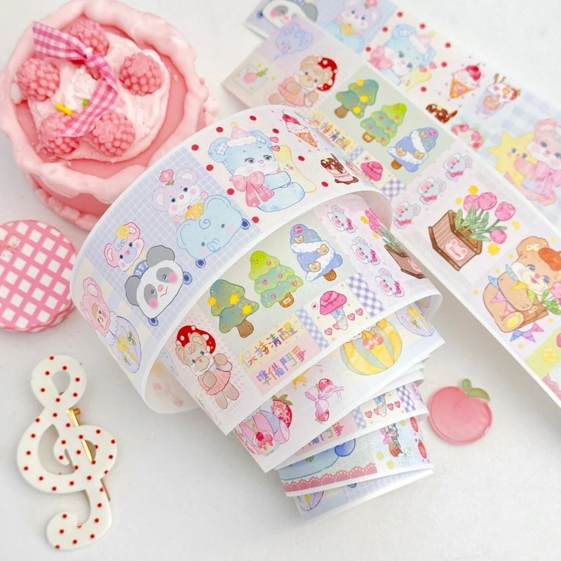 熊熊梦境 童画タッチ 和紙膠帶 10米卷 - 纸胶带 - 其他材质 多色