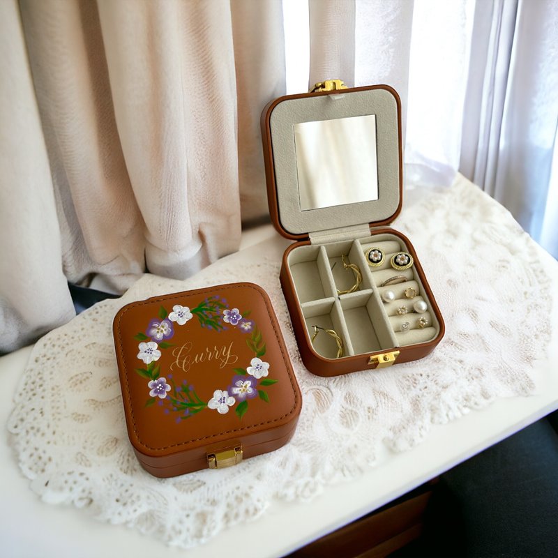 英文名订制 高颜值首饰盒 精致 手饰品 盒子 收纳盒 - 项链 - 人造皮革 咖啡色
