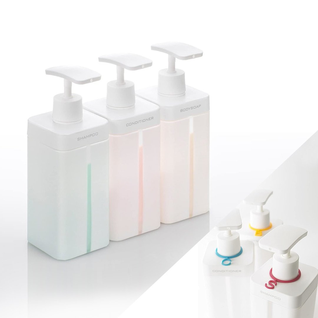 日本岩谷 Iwatani RETTO 日制沐浴/洗发/润发分装按压瓶三件组 - 收纳用品 - 塑料 白色