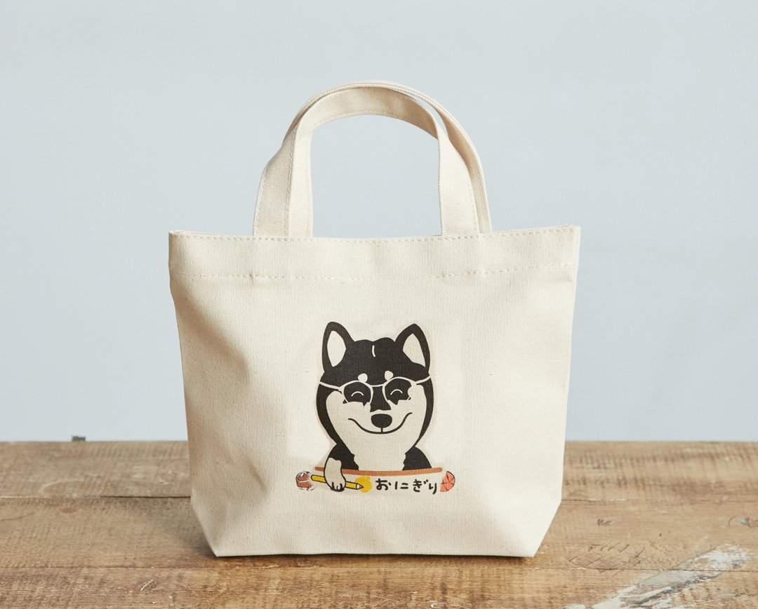 小饭团 第一代 柴柴小托特 文青眼镜黑柴  柴犬托特包 - 手提包/手提袋 - 棉 咖啡色
