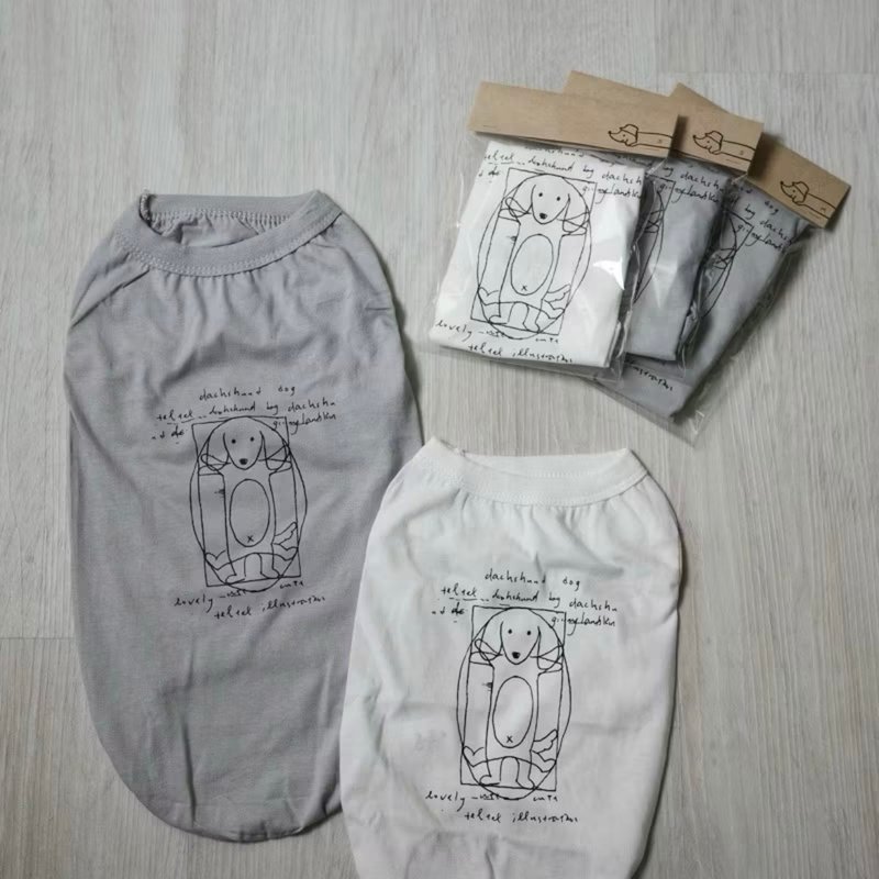 达文西 腊肠狗的完美比例 宠物纯棉衣 - 衣/帽 - 棉．麻 灰色