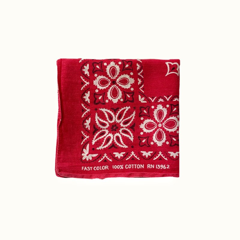 Vintage 70s USA Bandana 美国花柄领巾 - 手帕/方巾 - 棉．麻 红色