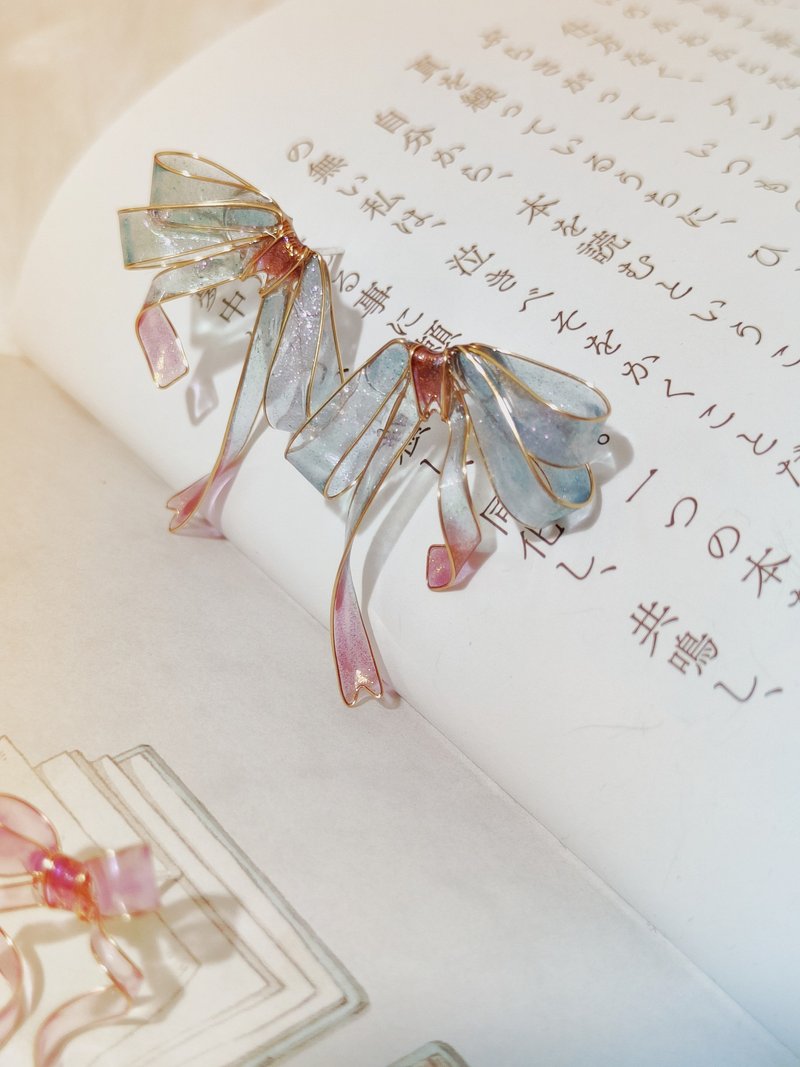 原創 |  梦姬 全手工制立体蝴蝶结缎带长短款纯银耳钉耳夹 多色 - 耳环/耳夹 - 树脂 多色