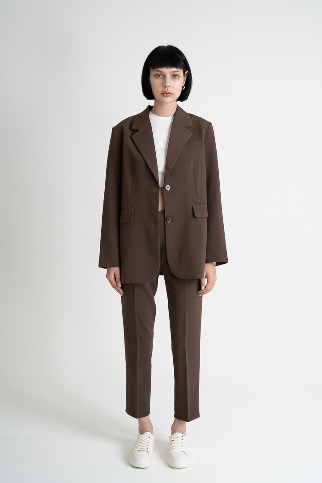 Classy Blazers - Chocolate | Oversized 双扣西装外外套 - 深咖 - 女装西装外套/风衣 - 聚酯纤维 咖啡色