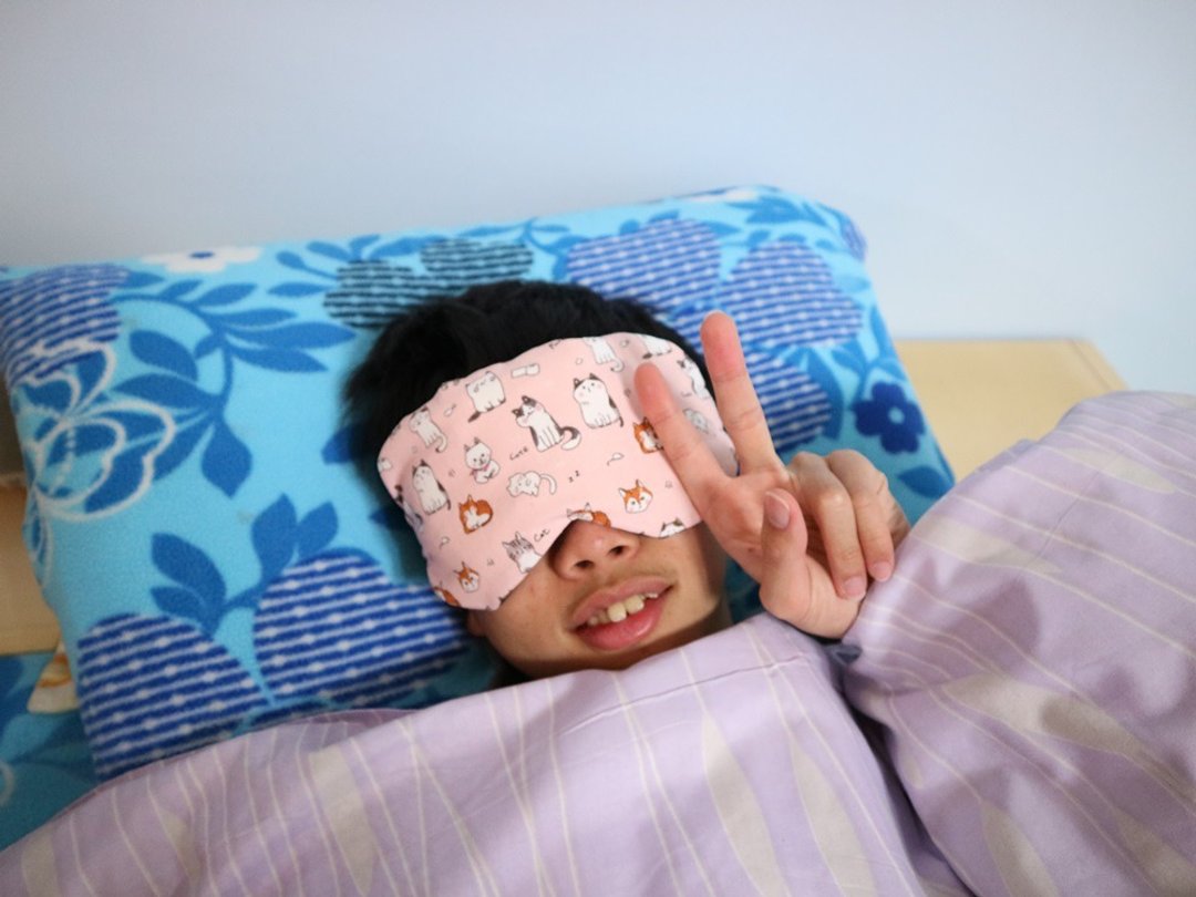 可爱猫~~红豆温敷眼罩  睡眠眼罩 mask 可替换 调长短 - 眼罩 - 棉 粉红色