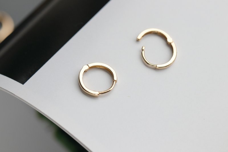 14K 10mm圆耳扣耳环 (内径 8 mm) (单个) - 耳环/耳夹 - 贵金属 金色