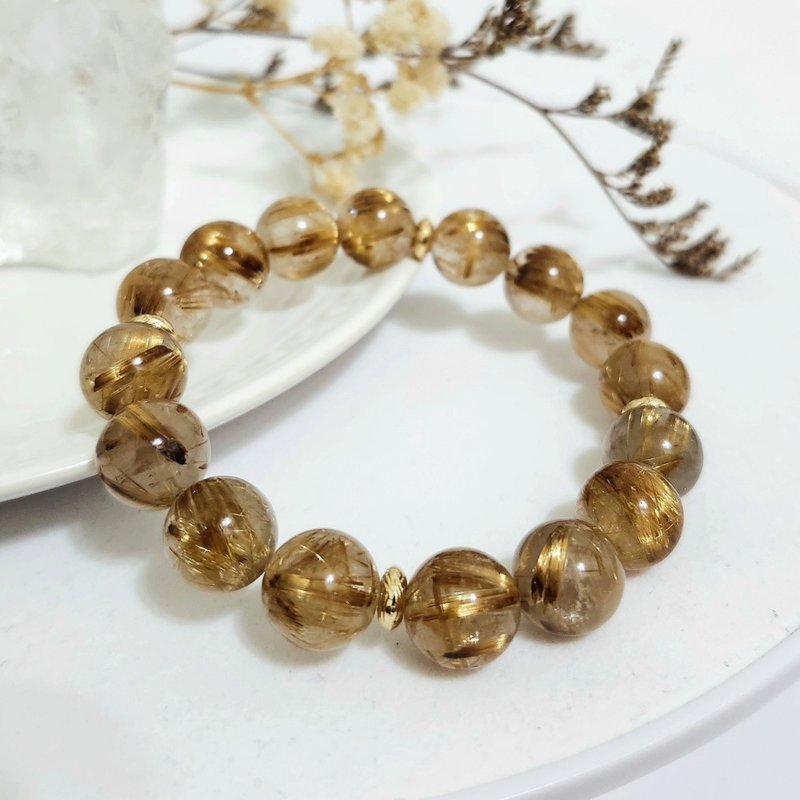 咖啡钛晶设计手链 - 手链/手环 - 水晶 金色