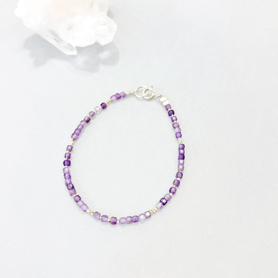 Ops Amethyst silver bracelet-紫水晶/纯银/礼物/手链/细致/梦幻 - 手链/手环 - 宝石 紫色