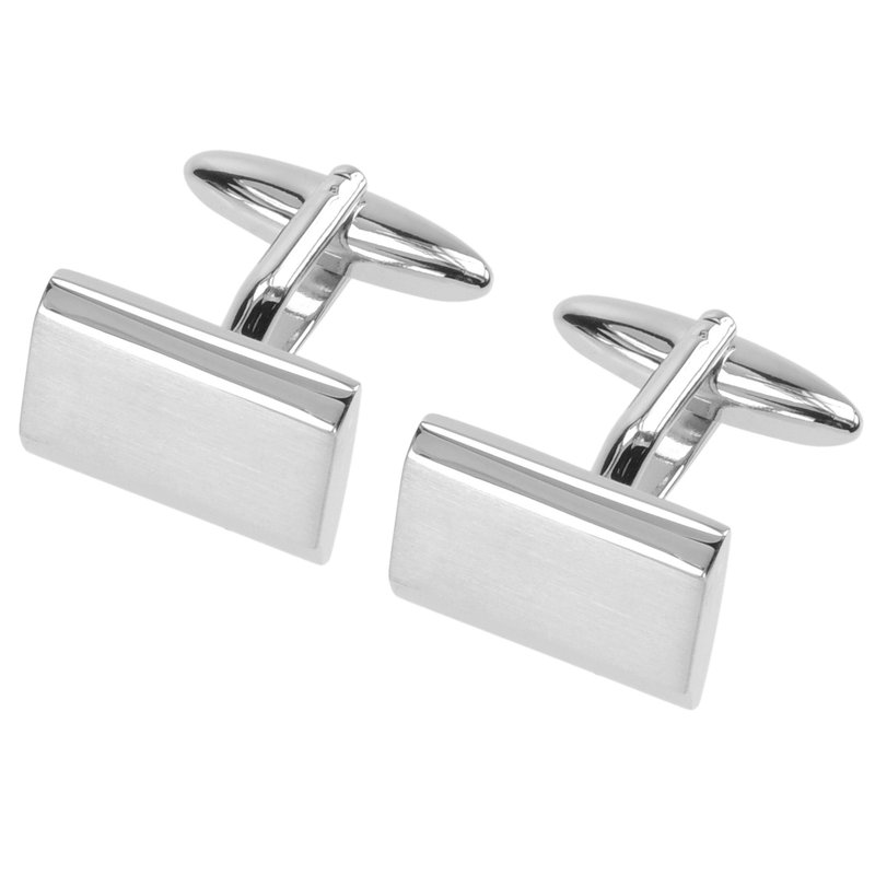 经典光面间哑色金属袖扣 - 袖扣 - 其他金属 银色