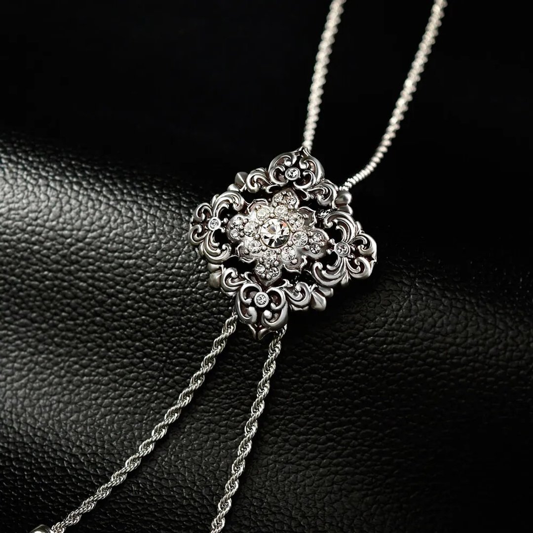 闪耀佳人 保罗领带 Bolo Tie 领绳项链 金属领绳 长项链 - 领带/领带夹 - 贵金属 银色