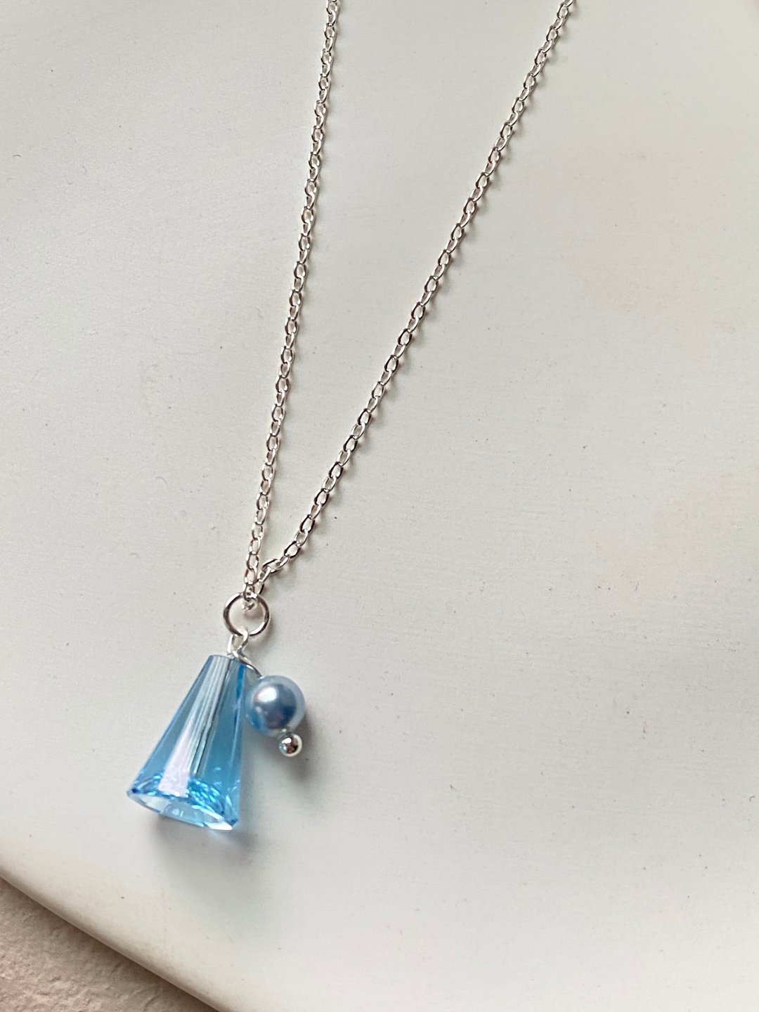 水瓶座 水晶宝瓶珍珠 14K 项链 - 项链 - 水晶 蓝色