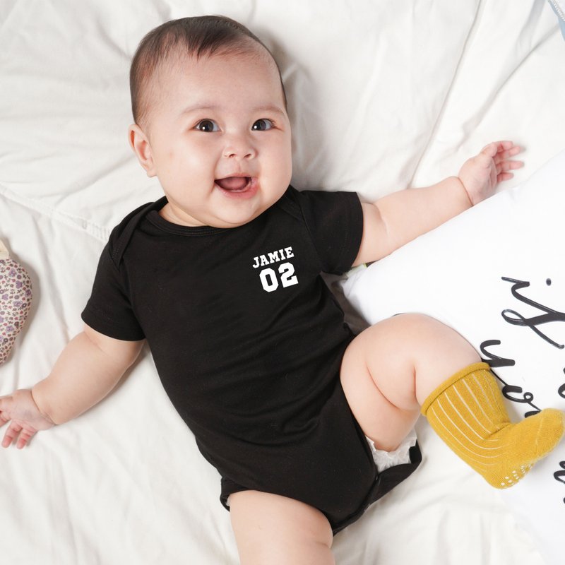 球衣款-包屁衣 - 包屁衣/连体衣 - 棉．麻 黑色