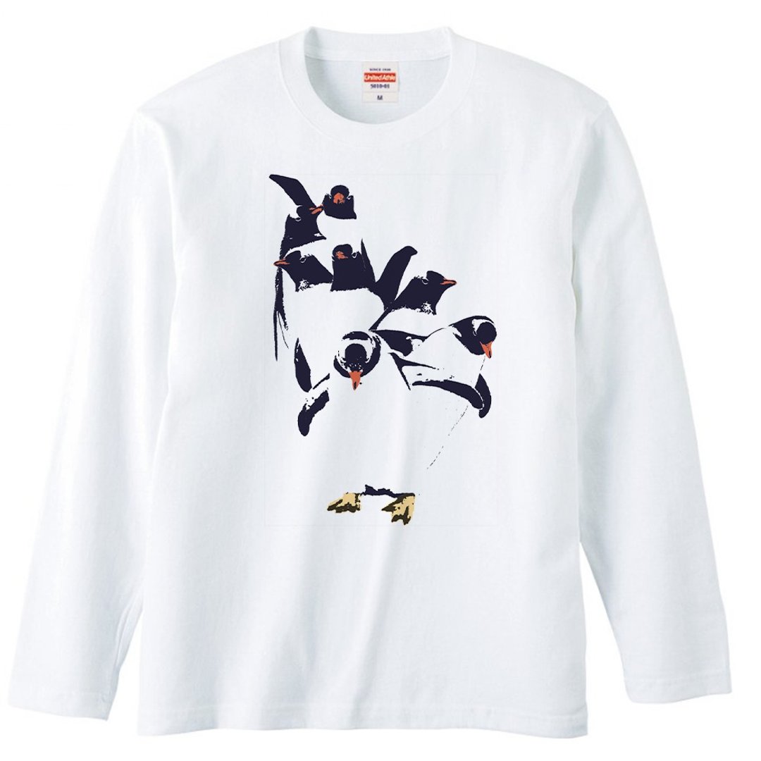 Long sleeve t-shirt / penguin dance - 男装上衣/T 恤 - 棉．麻 白色