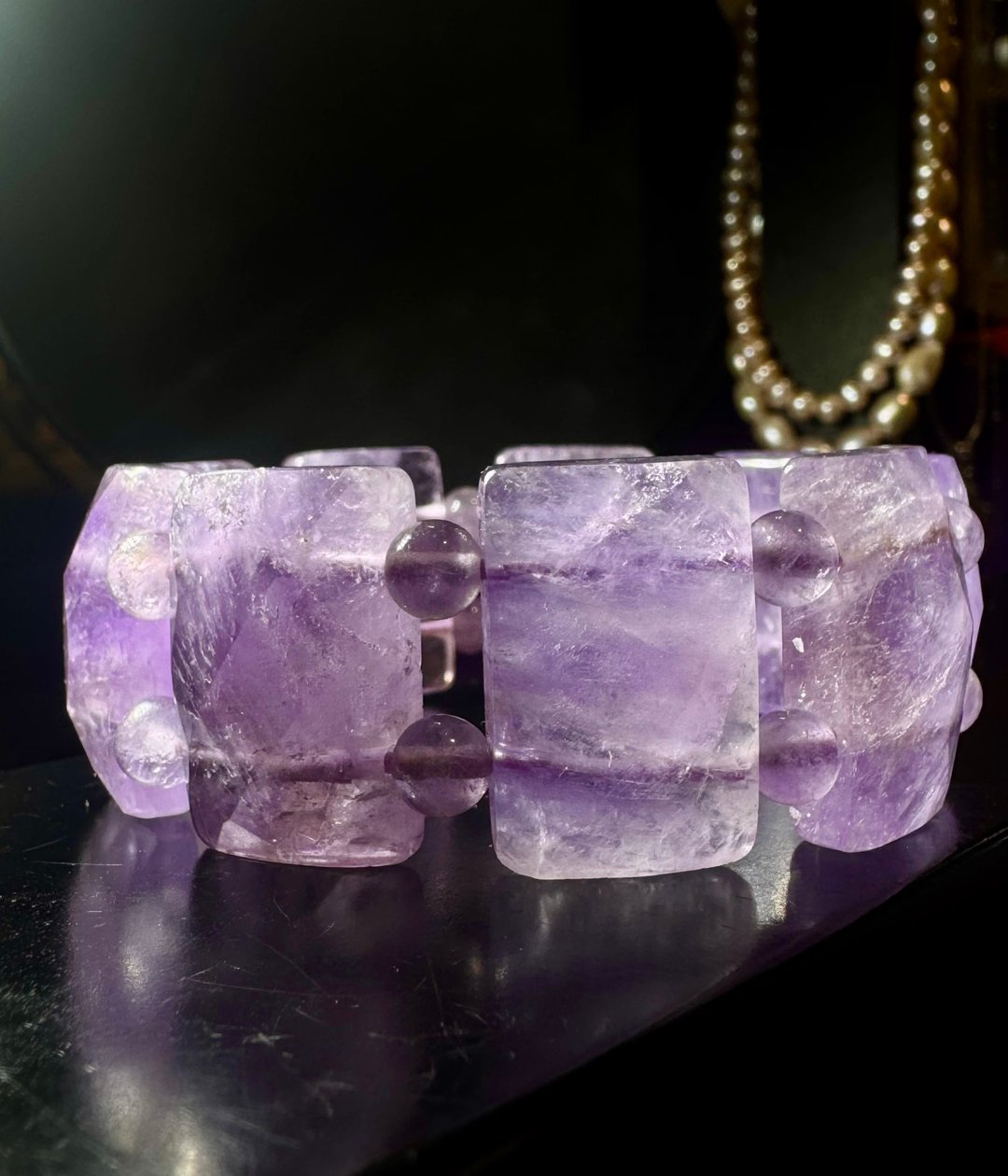 治愈魔法。宽版菱切 紫水晶 手排 手链 手环 顶轮 灵感 水晶 - 手链/手环 - 水晶 紫色