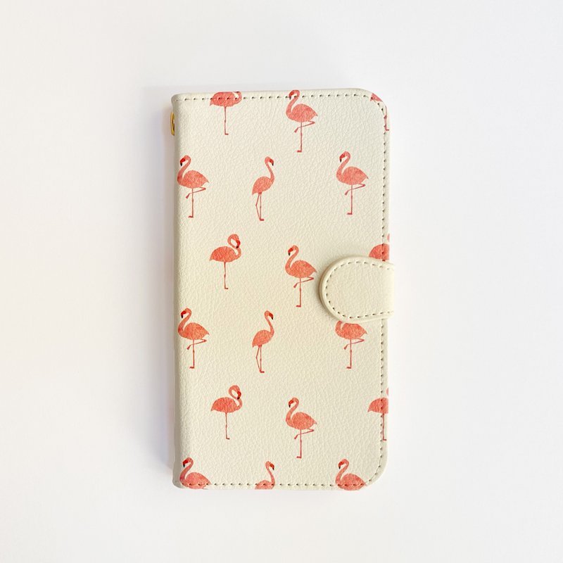 Smartphone case notebook type iPhone Flamingo Made-to-order - 手机壳/手机套 - 人造皮革 粉红色