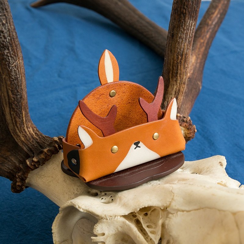 名片座 手机座(宽-鹿) - 名片架/名片座 - 真皮 橘色