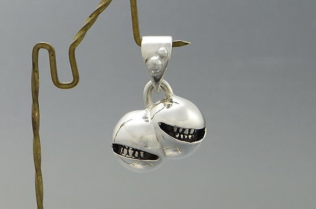 two face_P1 (s_m-P.09) only pendant top without a chain 沒有銀鍊 sterling silver - 项链 - 纯银 银色