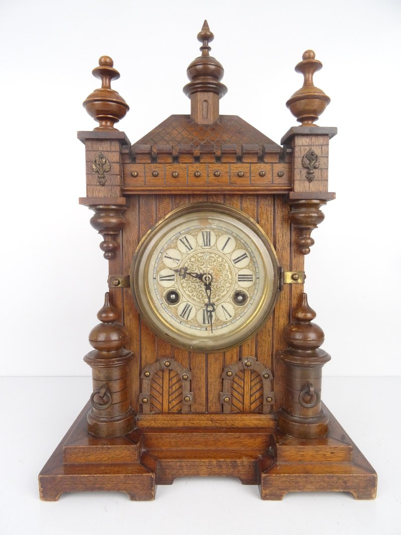 德国壁炉架时钟 Coromandel 1937 Junghans Chrome 8 天二战时期 - 时钟/闹钟 - 木头 咖啡色