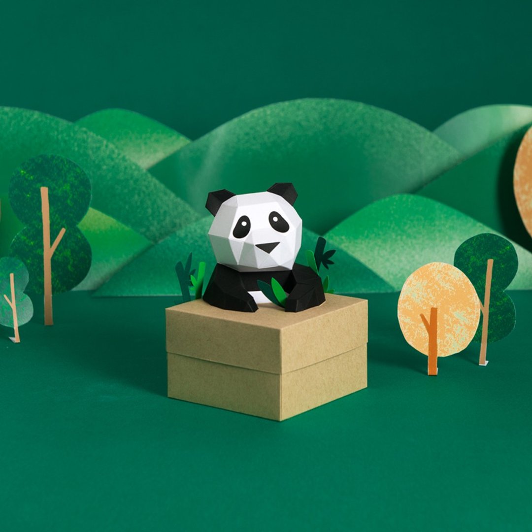 Taipei Zoo 联名-3D纸模型-DIY动手做-大猫熊小宝盒-小物收藏 - 木工/竹艺/纸艺 - 纸 多色