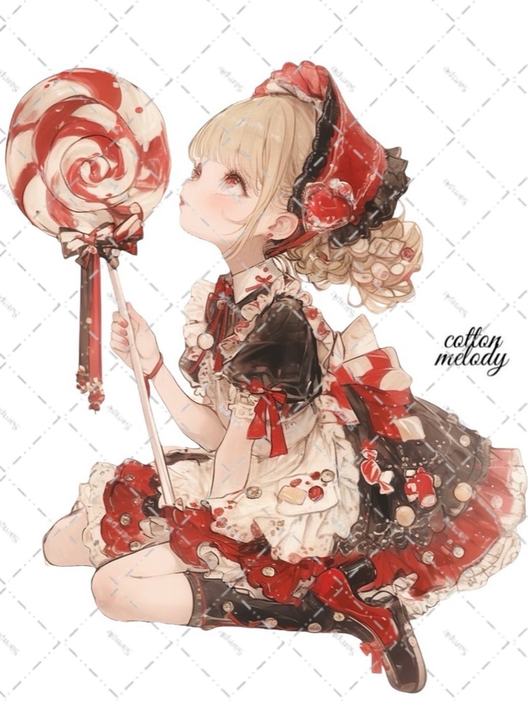 [限定] 原创贴纸编号PM59 // 与 nene Patisserie Melody 合作的人物贴纸 cottonmelody - 贴纸 - 纸 