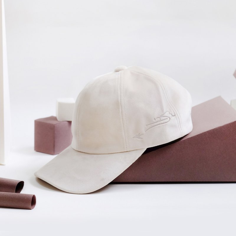 /冬季限定/与云的滑翔距离 弯檐绒布老帽 - 帽子 - 棉．麻 白色