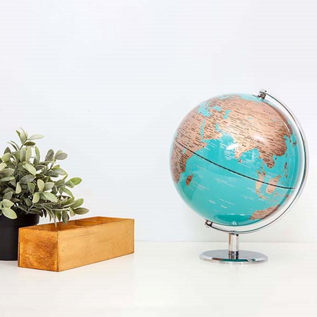 Skyglobe 10寸蓝绿海金陆地半圆尺底座地球仪(英文版) - 摆饰 - 塑料 蓝色