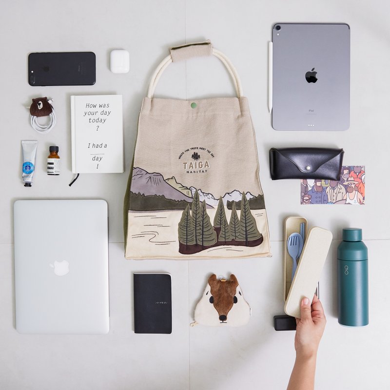 Habitat Tote bag | Taiga Area 松林手提袋 - 手提包/手提袋 - 其他材质 卡其色