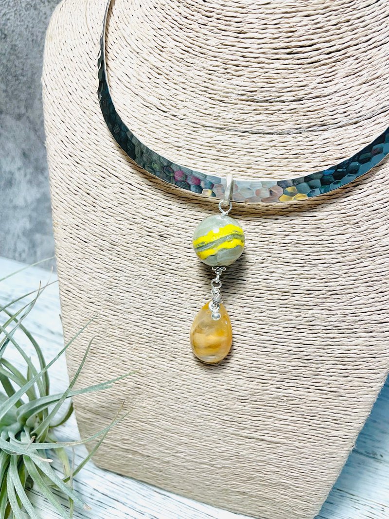 铭 黄蜂碧玉黄兔毛水晶纯银项坠 - 其他 - 半宝石 黄色