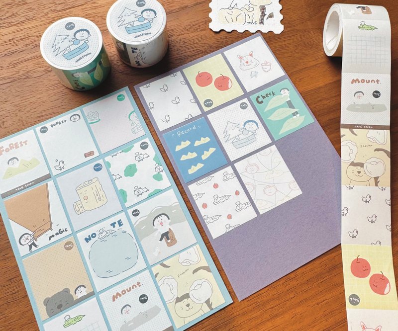 【唐小糖】Forest森林系列 可爱便签卷/手账便签卷/带蚂蚁线 - 纸胶带 - 纸 多色