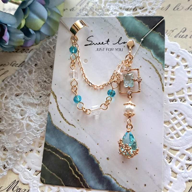 原创耳骨夹-元素守则_川水 - 耳环/耳夹 - 其他金属 蓝色