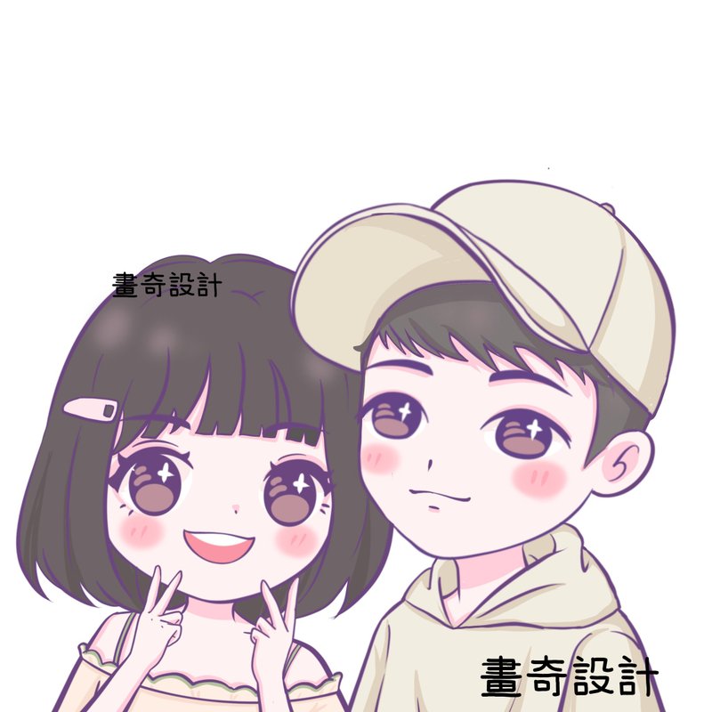 似颜绘 定制化 人像画 全家福 情侣照 Q版人像 生日礼物 应援设计 - 订制画像 - 其他材质 