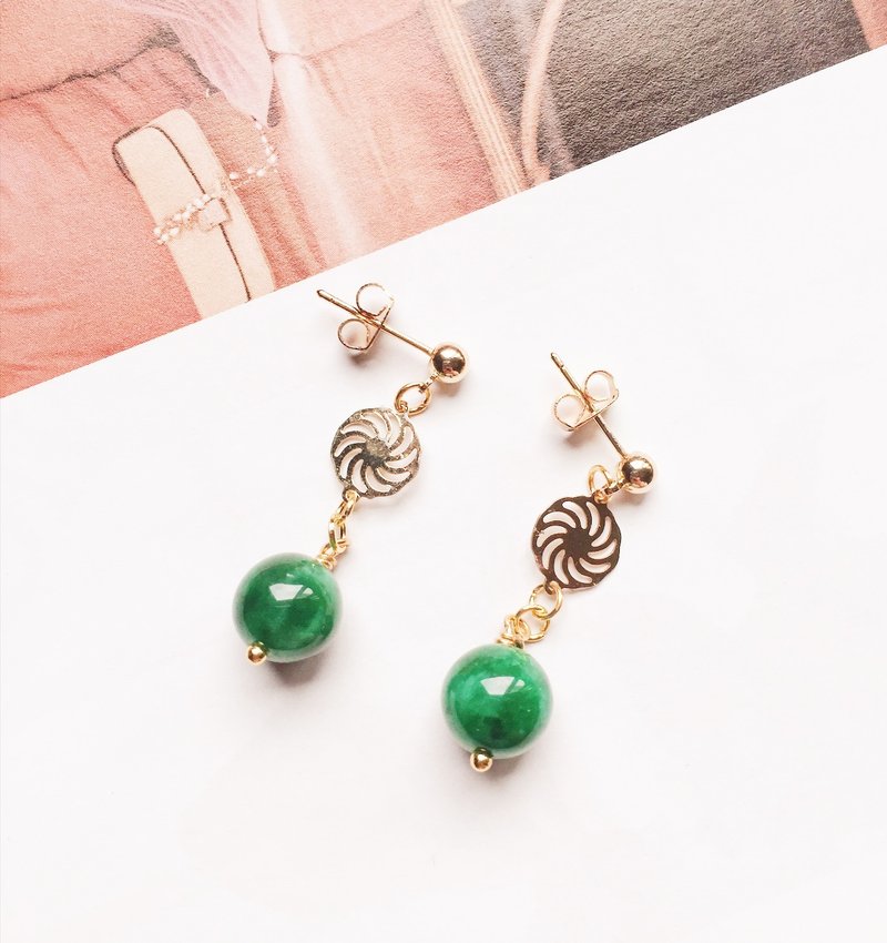 La Don  - 耳环 - 奶奶绿玉髓     耳针/耳夹 - 耳环/耳夹 - 其他金属 绿色