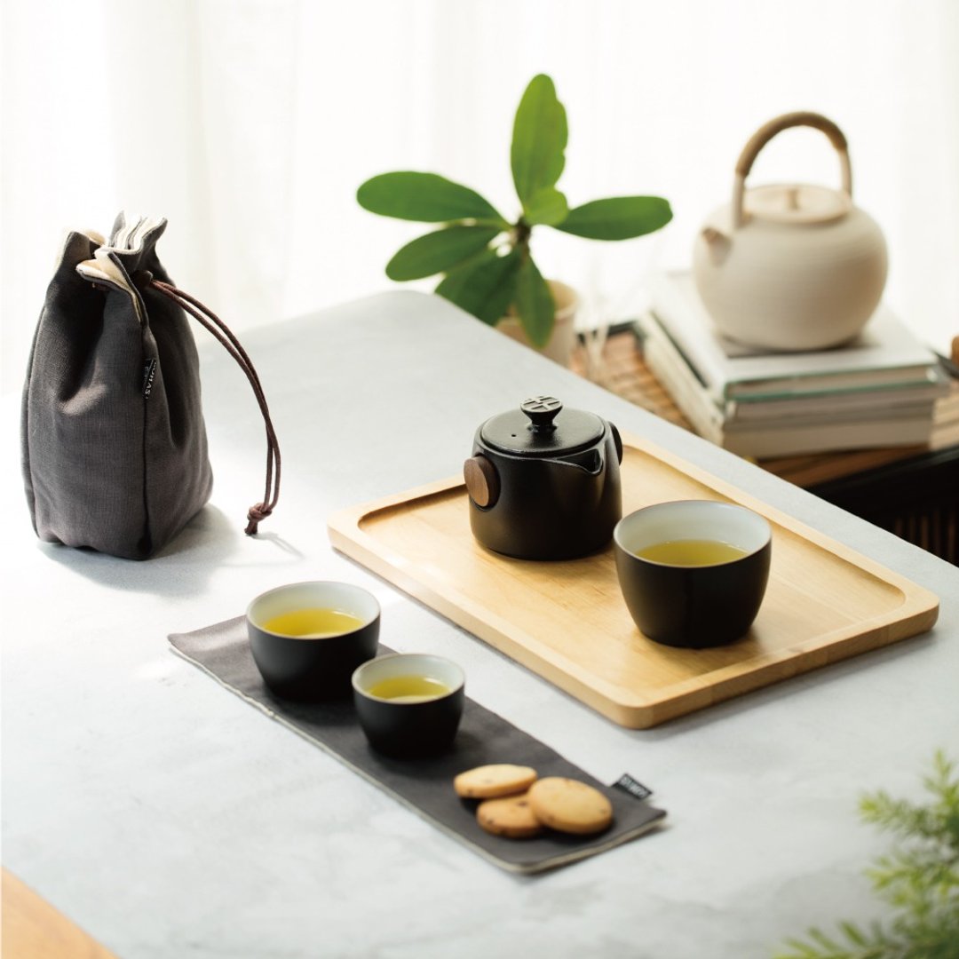 陆宝 随手福旺2.0 1壶3杯+便携布包 旅行茶组 - 茶具/茶杯 - 陶 黑色