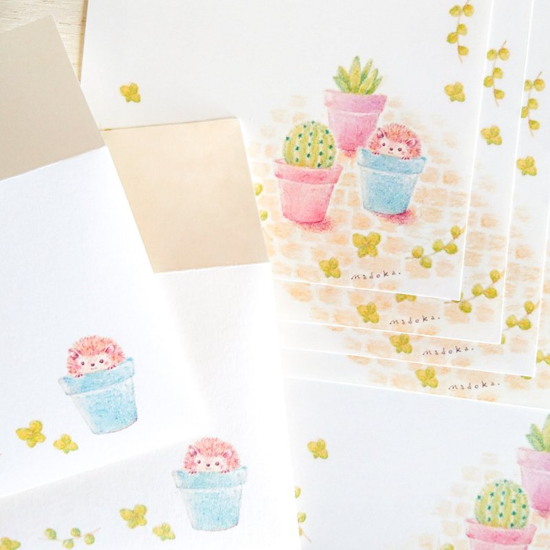 刺猬和仙人掌迷你字母 - 信封/信纸 - 纸 绿色