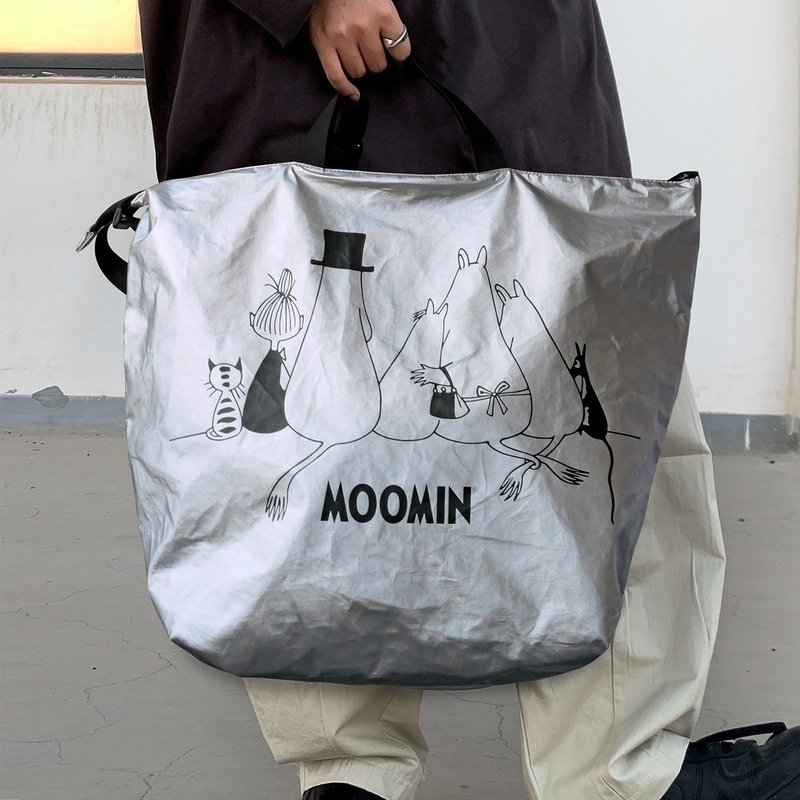 【Pinkoi x Moomin】杜邦纸系列 纸感 mini银色 单肩斜挎托特包 - 侧背包/斜挎包 - 其他人造纤维 银色