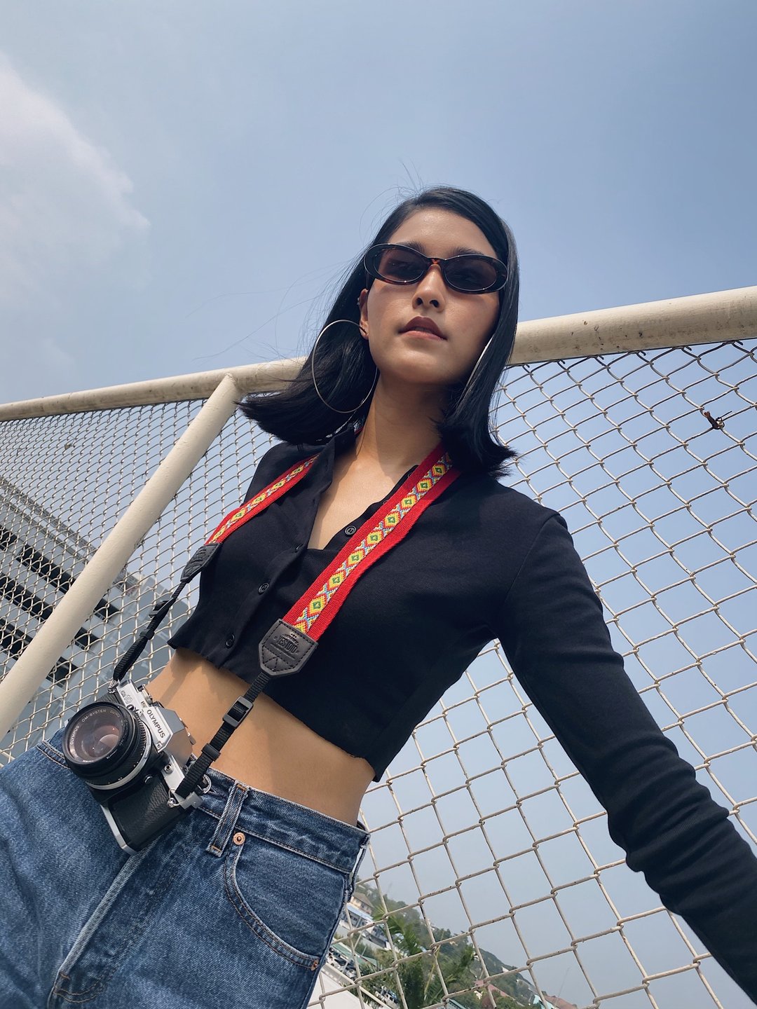 Orange Diamond-Shape  / LARGE  SIZE / CAMERA STRAP by YESIDID - 手机座/防尘塞 - 人造皮革 红色