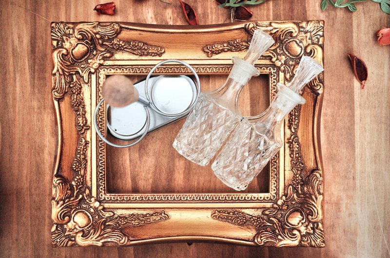 老日本菱格纹切割玻璃调味罐组 - 调味罐/酱料瓶 - 玻璃 