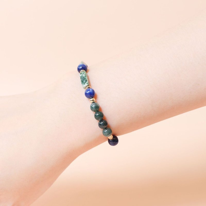 碧蓝指引 蓝晶石 绿点石 水草玛瑙 水晶手链 - 手链/手环 - 水晶 多色