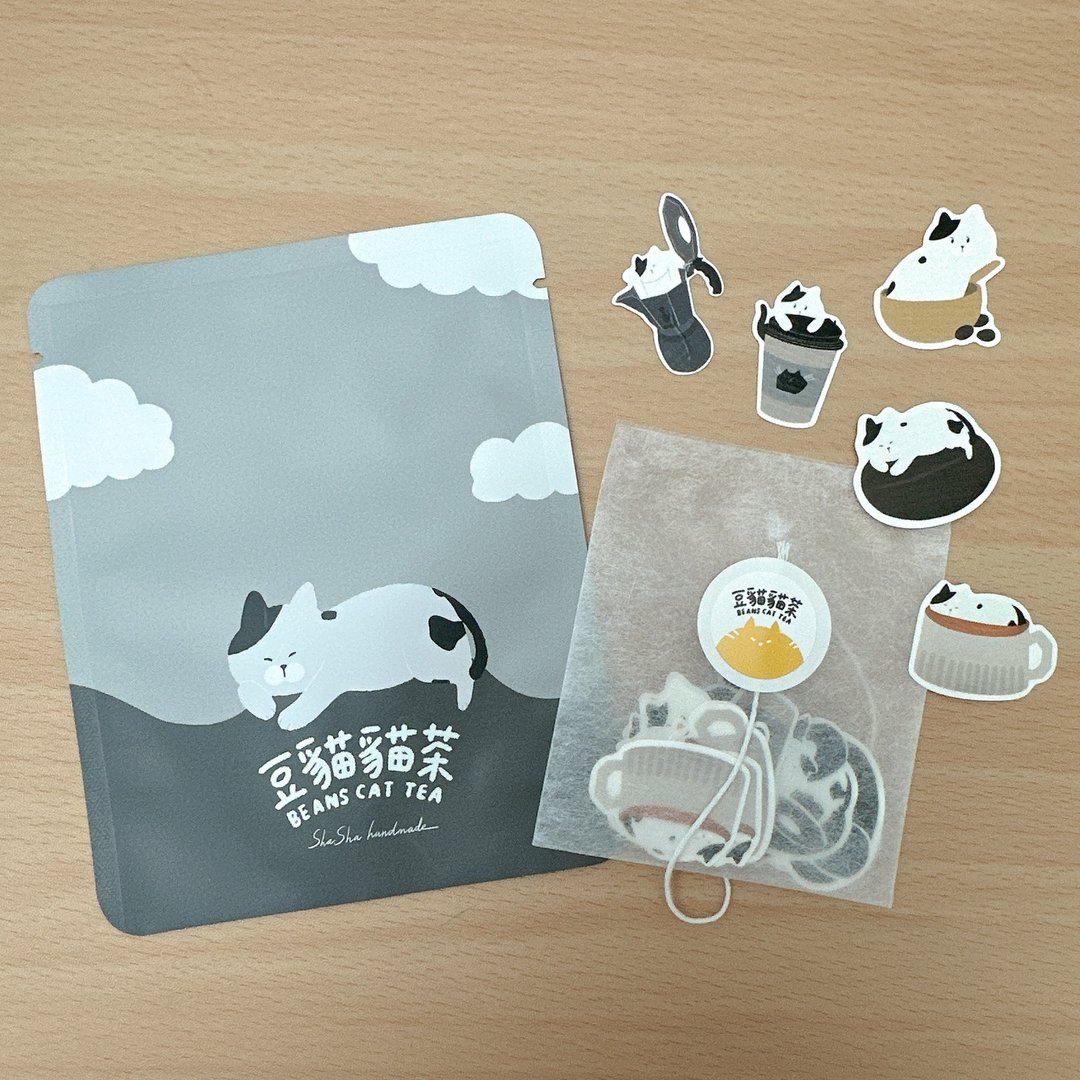 豆猫猫的茶包贴纸-美麦 - 贴纸 - 纸 