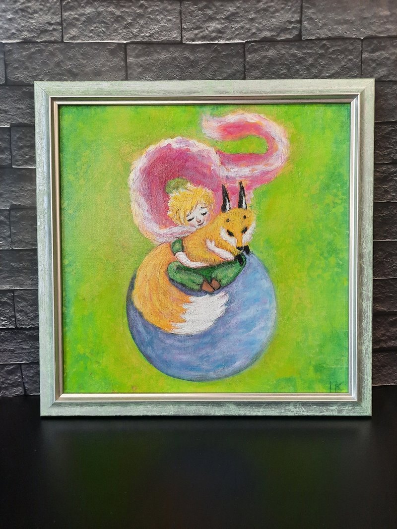 小王子油画 小王子狐狸儿童墙画 小王子油画 - 海报/装饰画/版画 - 棉．麻 绿色